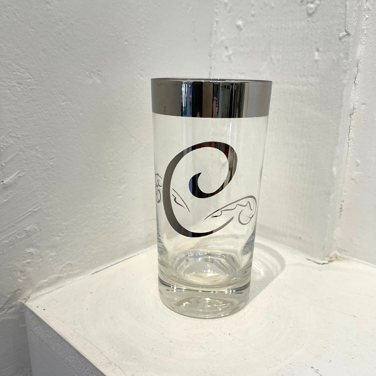 Vintage / Glassware / Silver Fade Initial Glasses