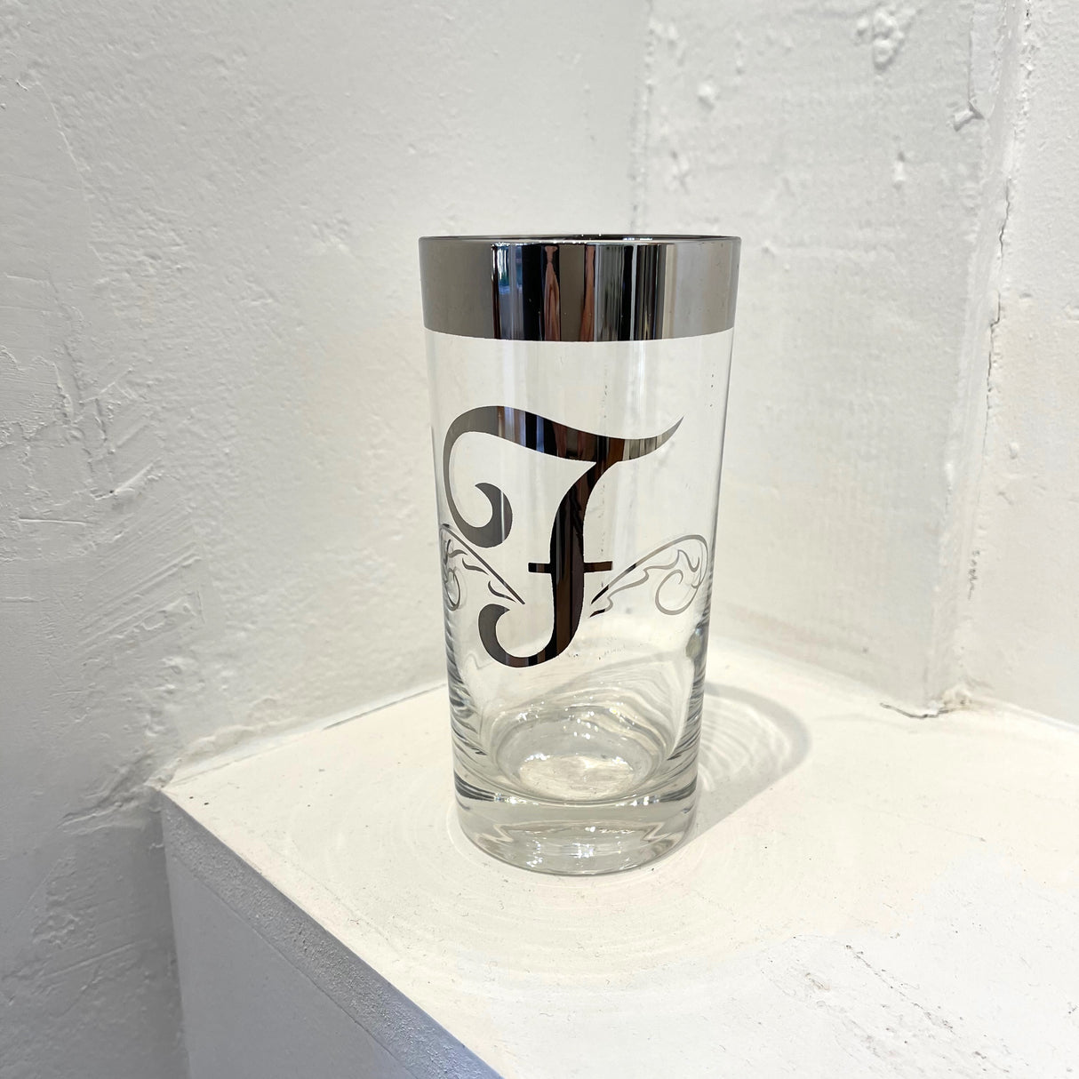 Vintage / Glassware / Silver Fade Initial Glasses