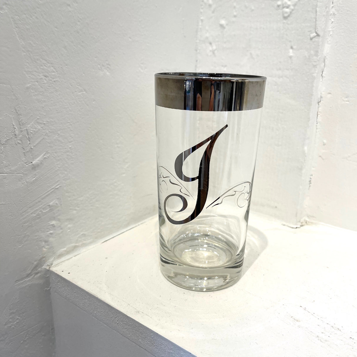 Vintage / Glassware / Silver Fade Initial Glasses