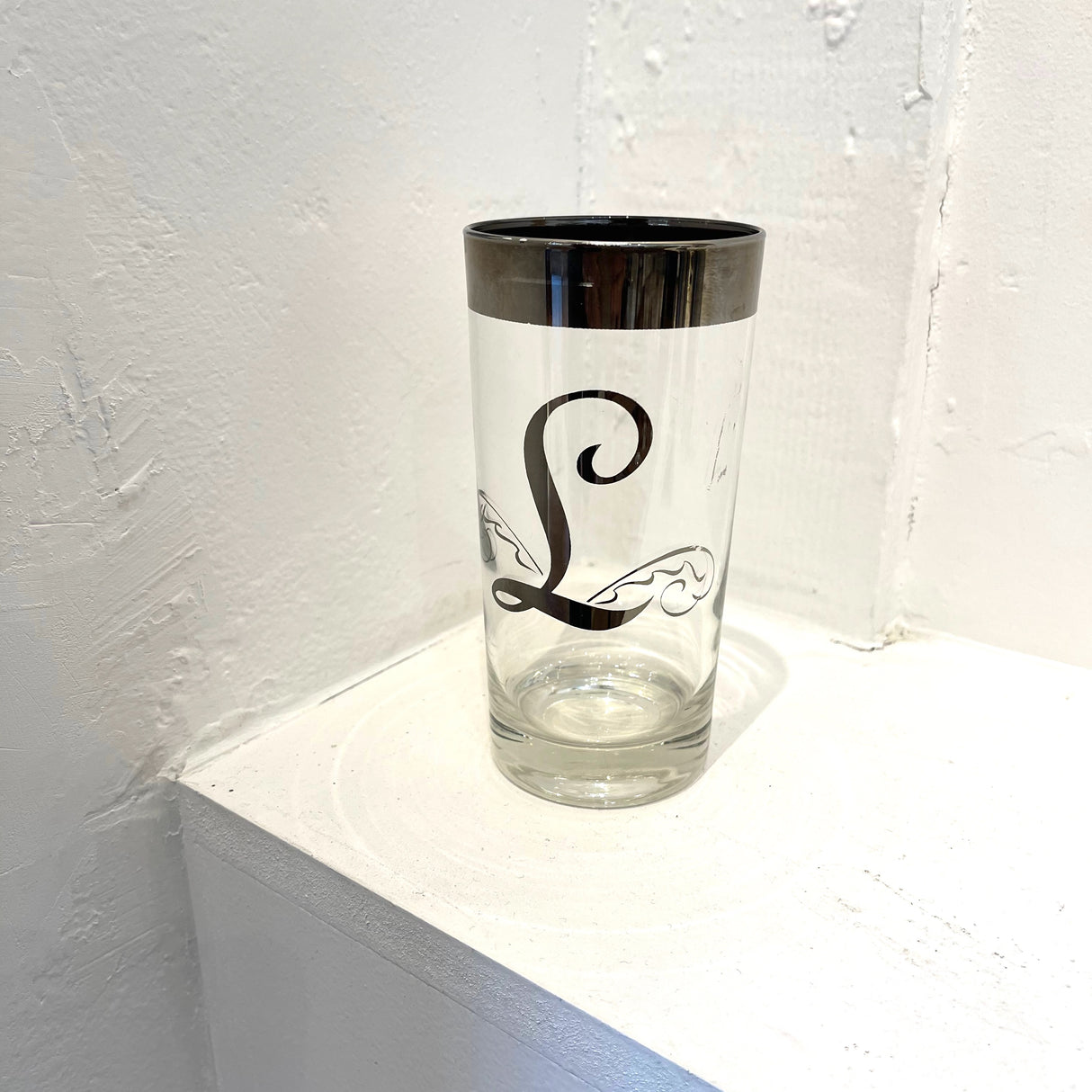 Vintage / Glassware / Silver Fade Initial Glasses