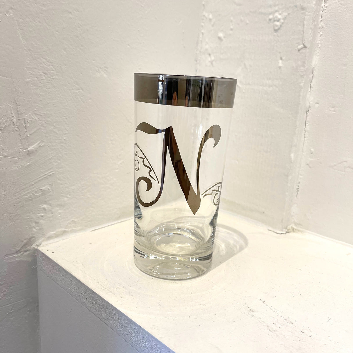 Vintage / Glassware / Silver Fade Initial Glasses