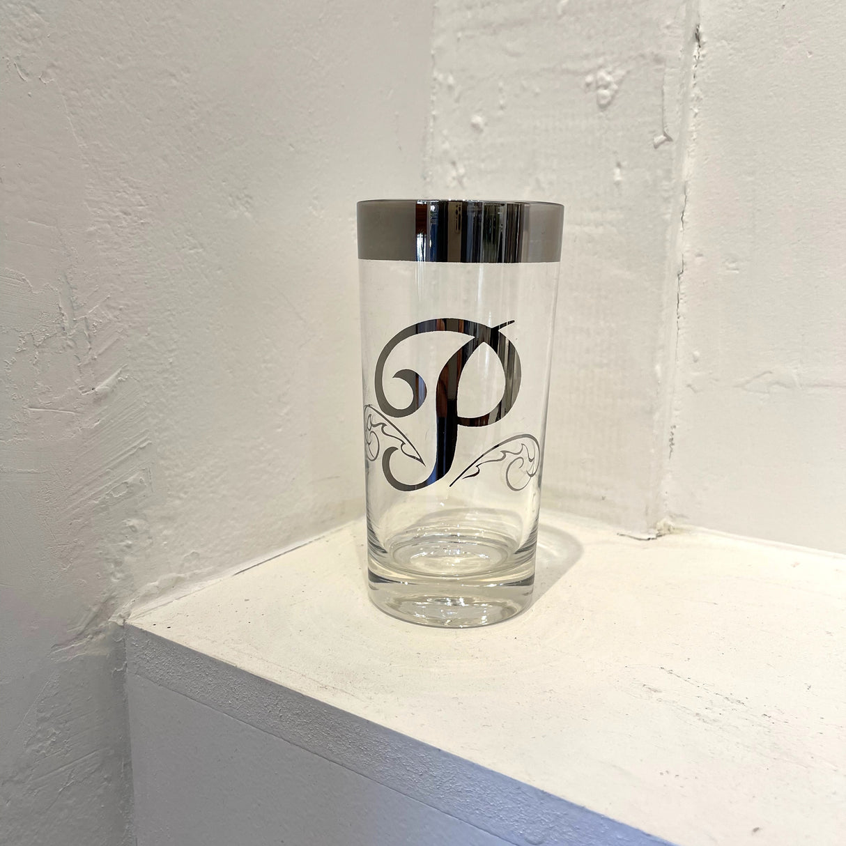 Vintage / Glassware / Silver Fade Initial Glasses