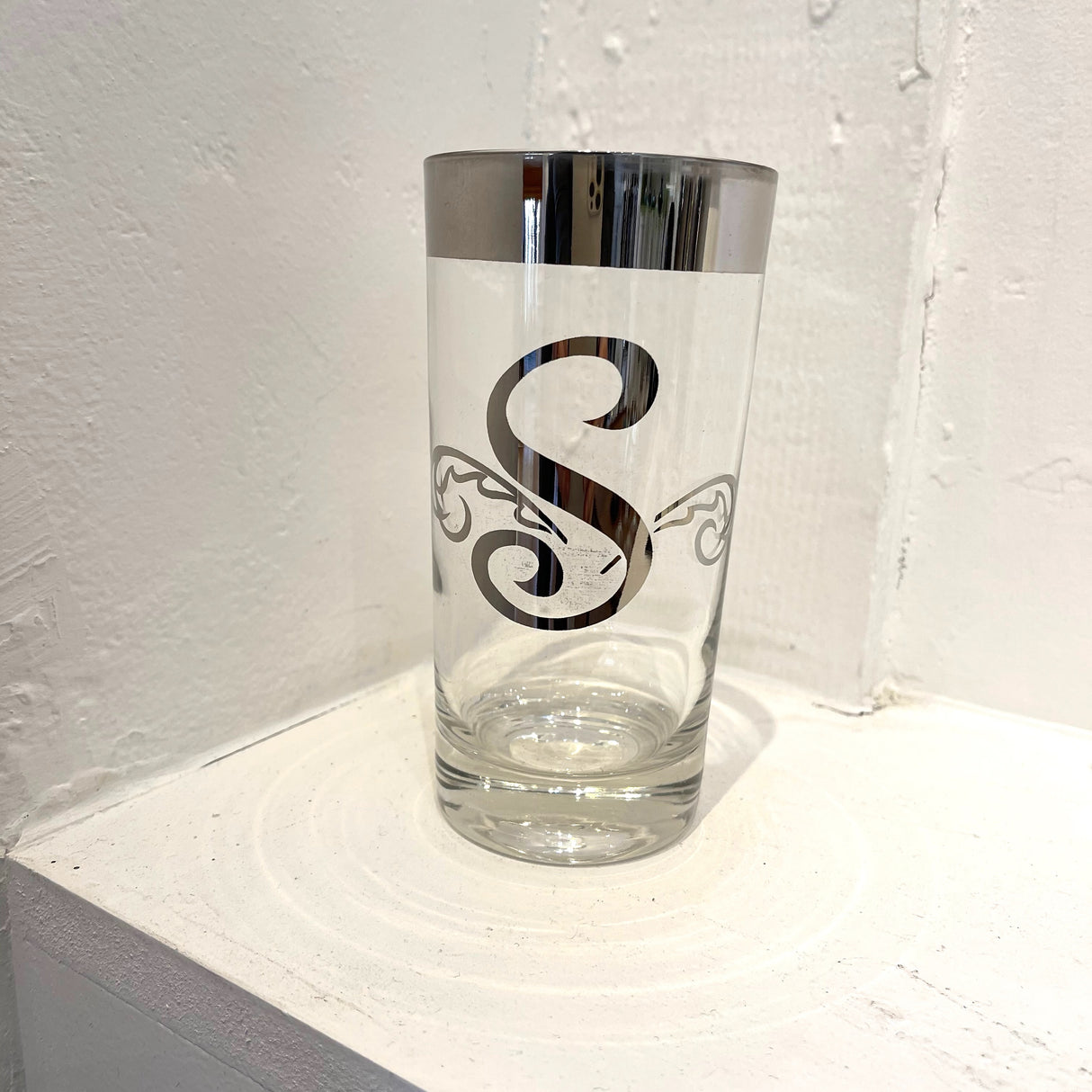 Vintage / Glassware / Silver Fade Initial Glasses