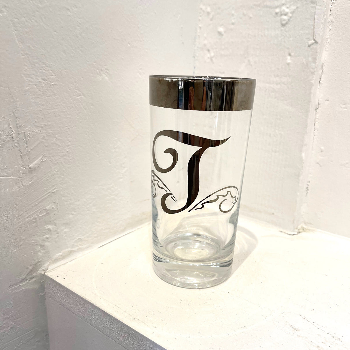 Vintage / Glassware / Silver Fade Initial Glasses