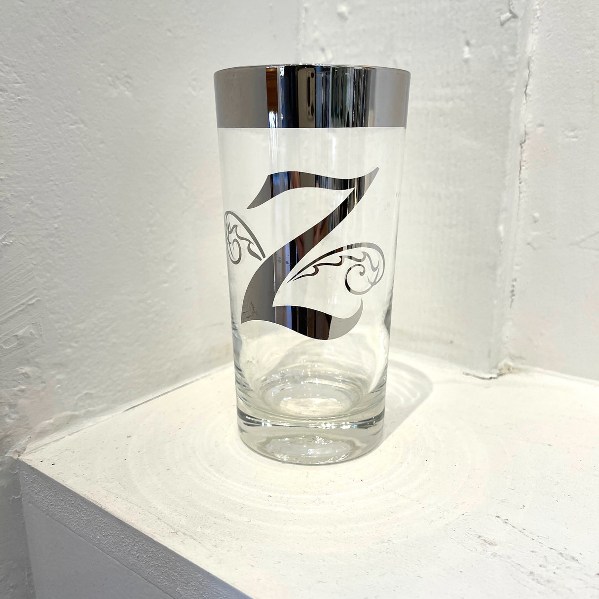 Vintage / Glassware / Silver Fade Initial Glasses