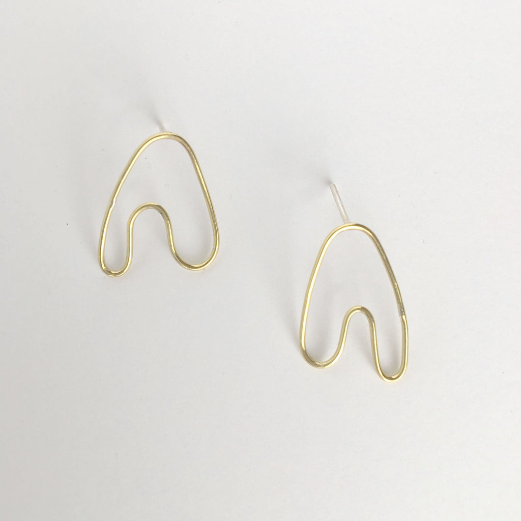 Yellow Jewellery sculptural Anaid Sway mini earrings by South African Jess Lea.