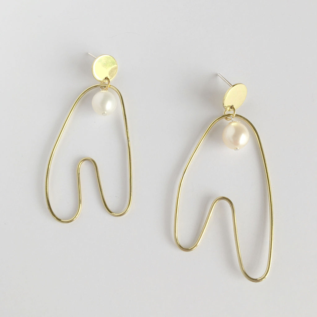 Anaid Sway Sculptural Earrings with Fresh Water Pearls