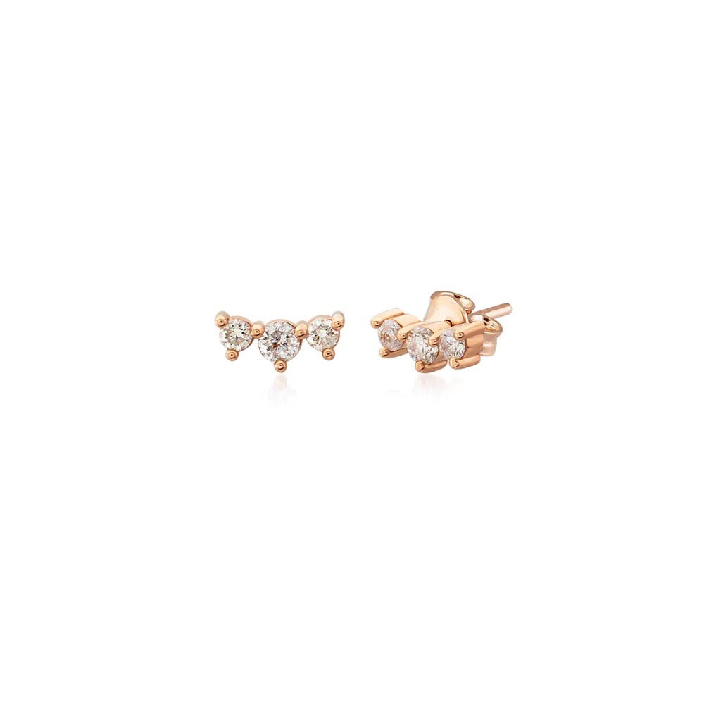 Betul Malik per diem 3 diamond and 14k rose gold stud earrings