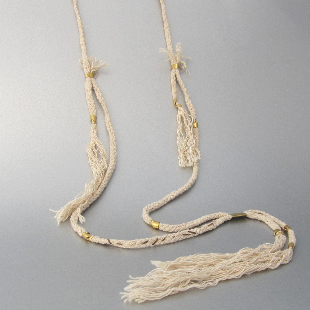 White Cotton with Brass Necklace