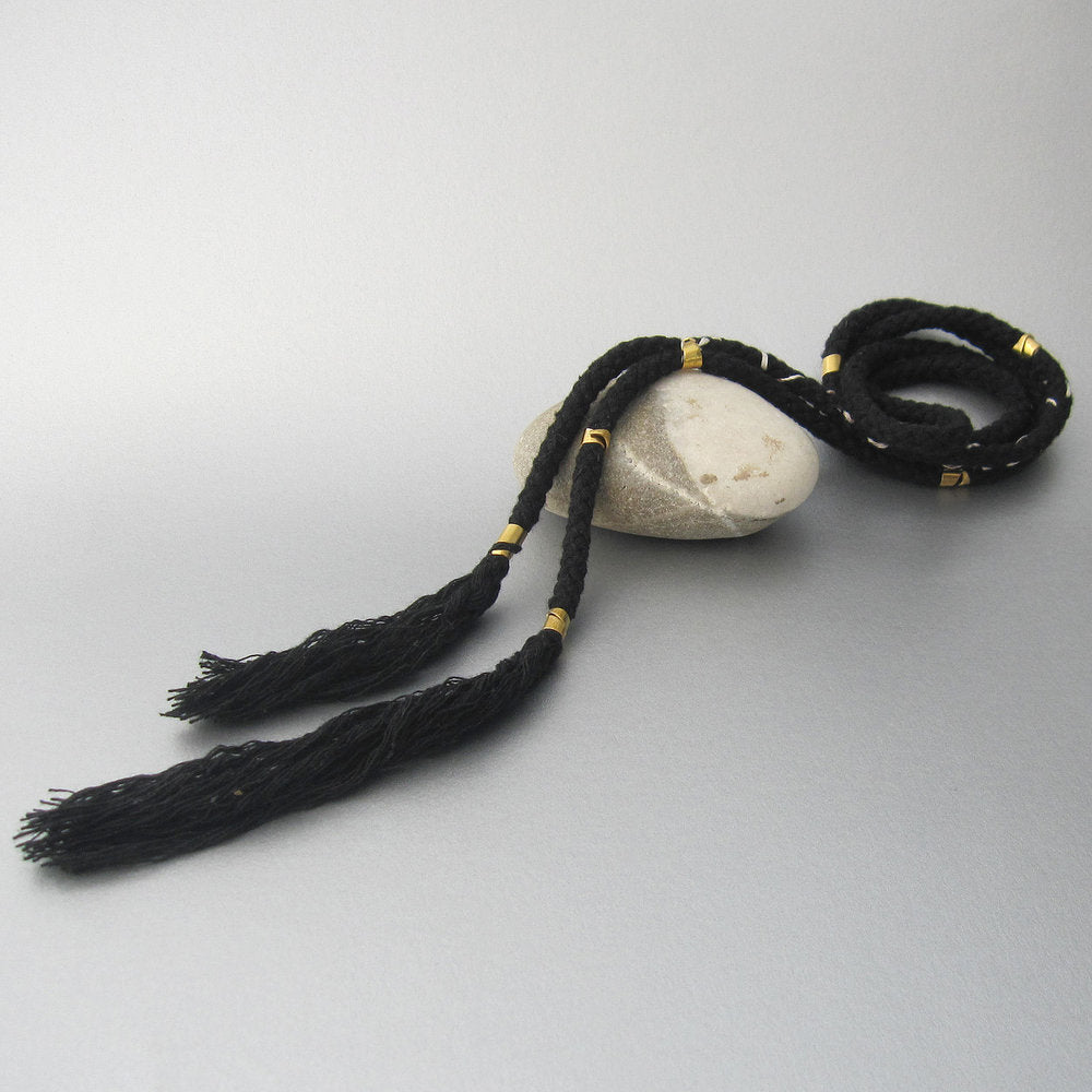 Black Cotton with Brass Necklace