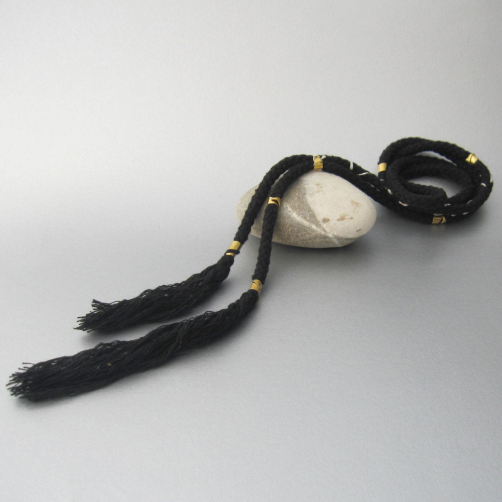 Black Cotton with Brass Necklace 
