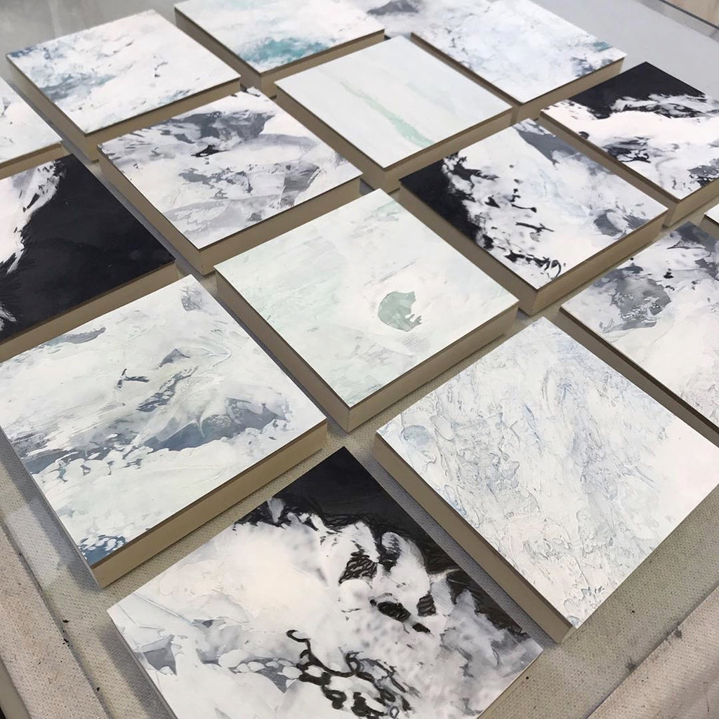 Karen McAlister Shimoda glacial paintings are part of her painted series addressing climate change.