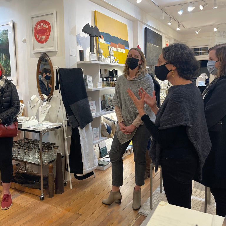 Youth in Arts event at Poet and/the Bench with Morgan Schauffler, Development & Gallery Manager and board member Suzanne Reich