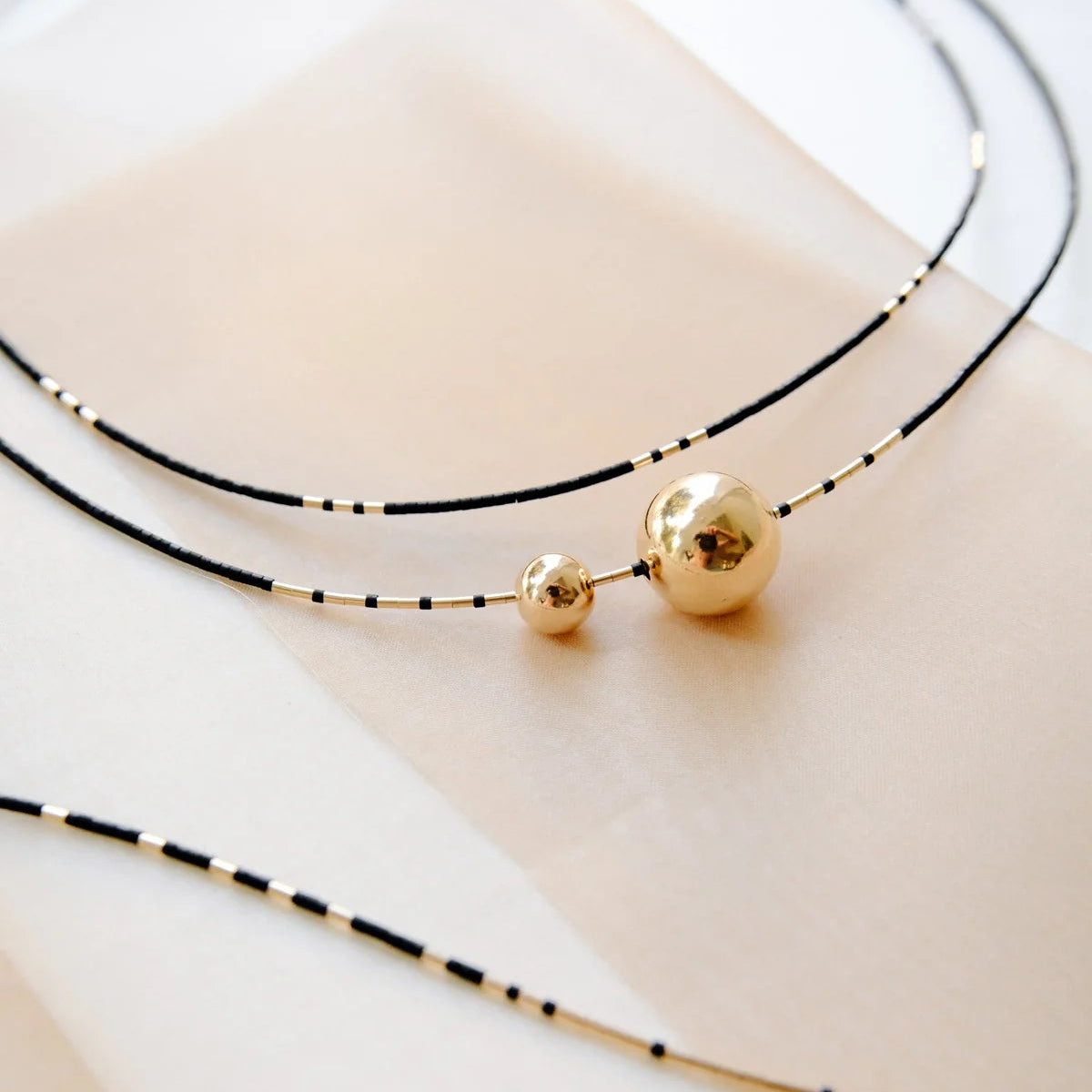 Black and Gold Bead Necklaces