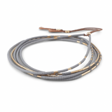 Abacus Row Neso Wrap Bracelet for Layers or Long Necklace with Gold Filled Beads and Light Grey Glass Japanese Beads