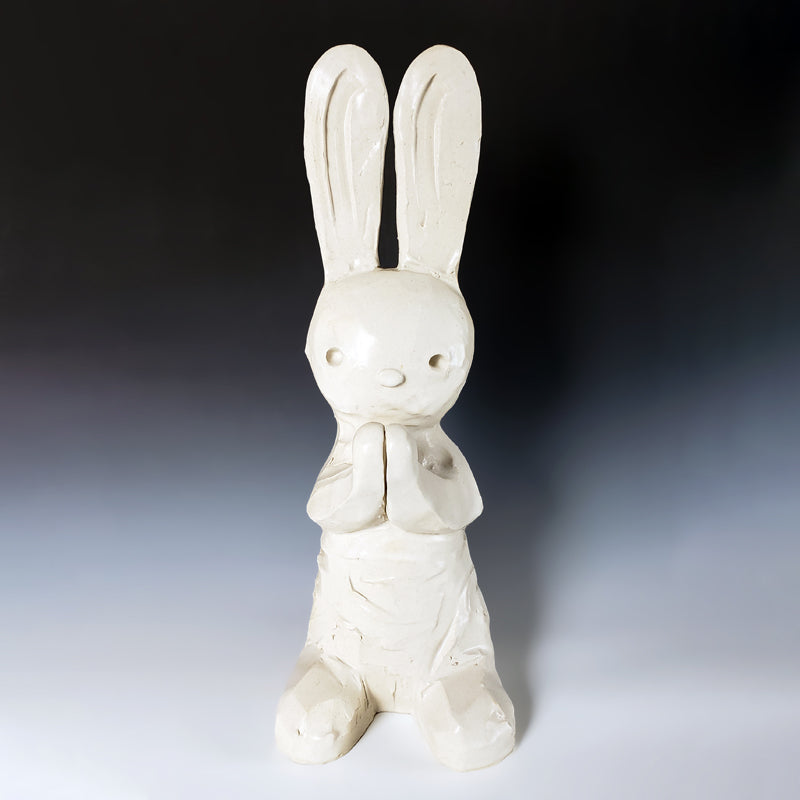 This standing bunny is a good rabbit. A ceramic sculpture that elicits kindness, hope and optimism! Lifts your mood and inspires others!
