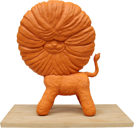 Courageous and Bravel Ceramic Lion in Orange Terracotta color by Austyn Taylor