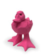 Austyn's bright pink duck sculpture sticking his tongue out evokes a curious humor