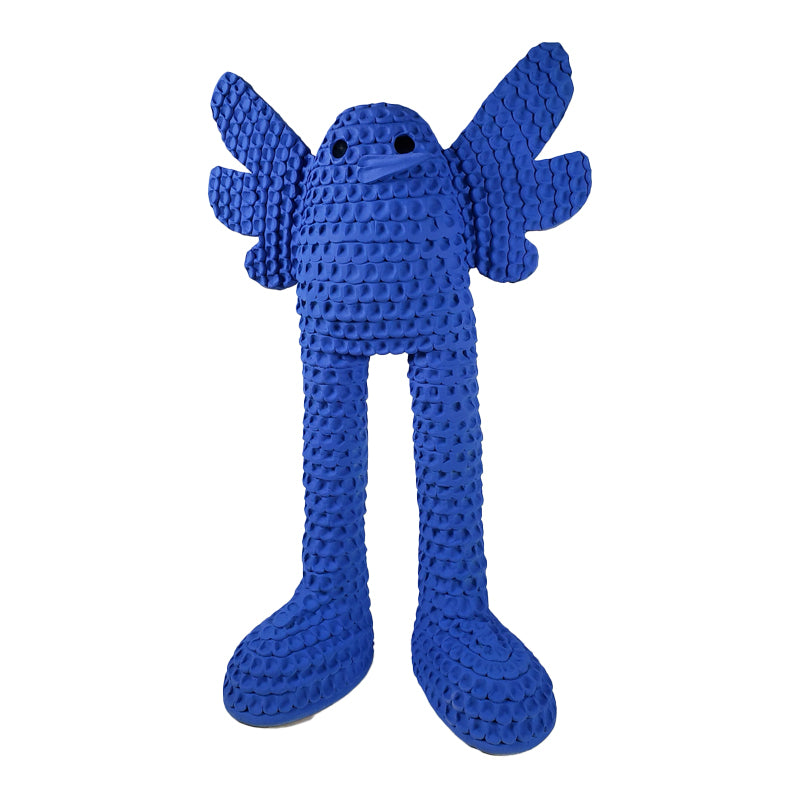 Ethel is a big bird and part of Austyn Taylor's Happy Team. A standing blue bird sculpture with thumbprint texture!