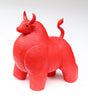 Red bull ceramic sculpture on a white background