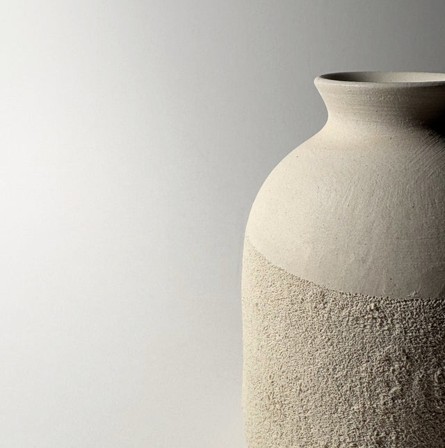 Desert-inspired textured neutral ceramic vase 