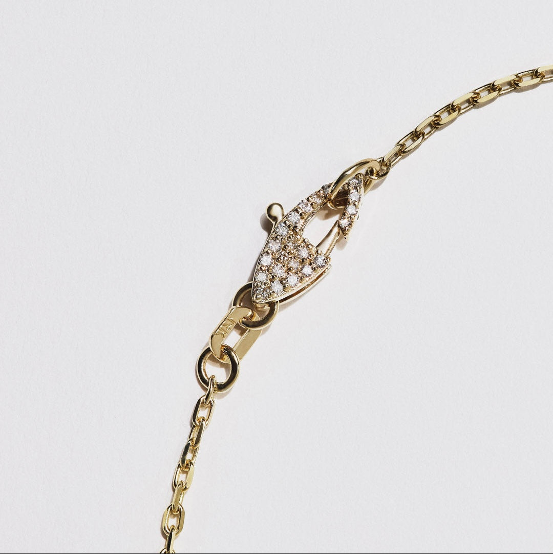 Series of Eleven Classic Cable Chain in 14k solid gold with Pave Diamond Clasp