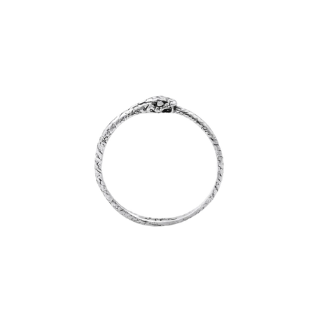 Carved ouroboros symbol snake ring in sterling silver