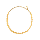 Gold necklace with a succession of lily pads, forming a choker necklace