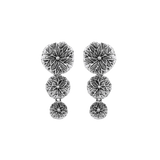 Pair of silver lily pad triple drop earrings 