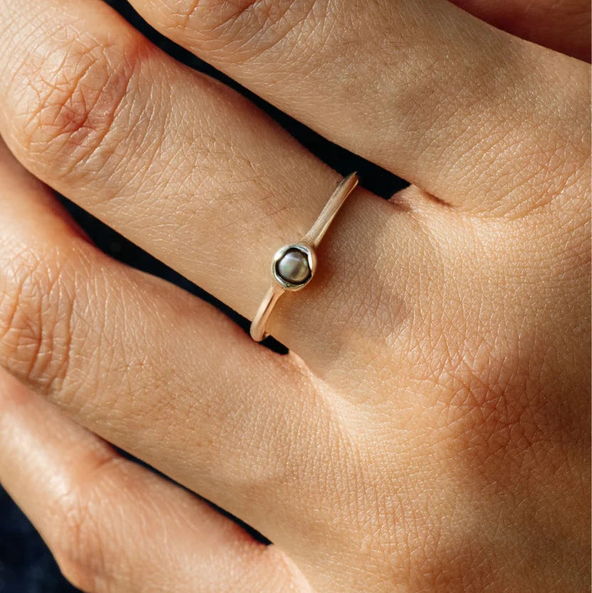 Carina Hardy Pearl Solo Solitaire Ring on Model