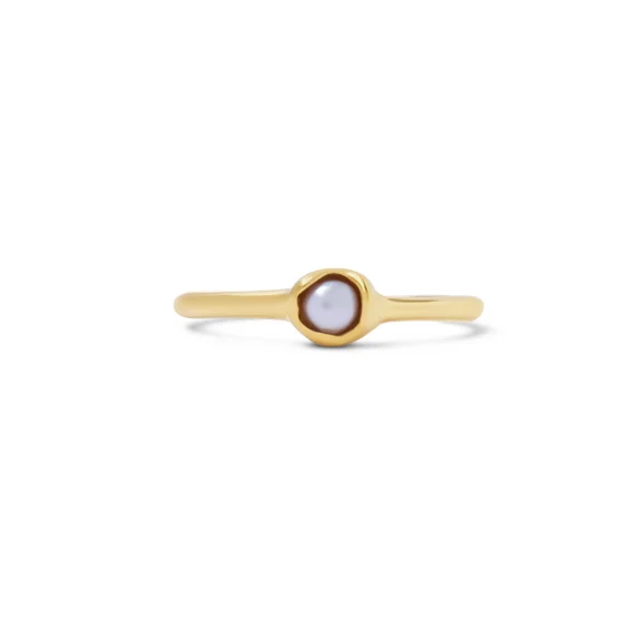 Carina Hardy Pearl Solo Solitaire Ring  in 22K Gold Vermeil front view