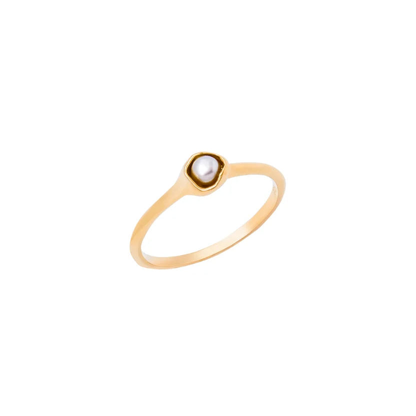 Carina Hardy Pearl Solo Solitaire Ring  in 22K Gold Vermeil
