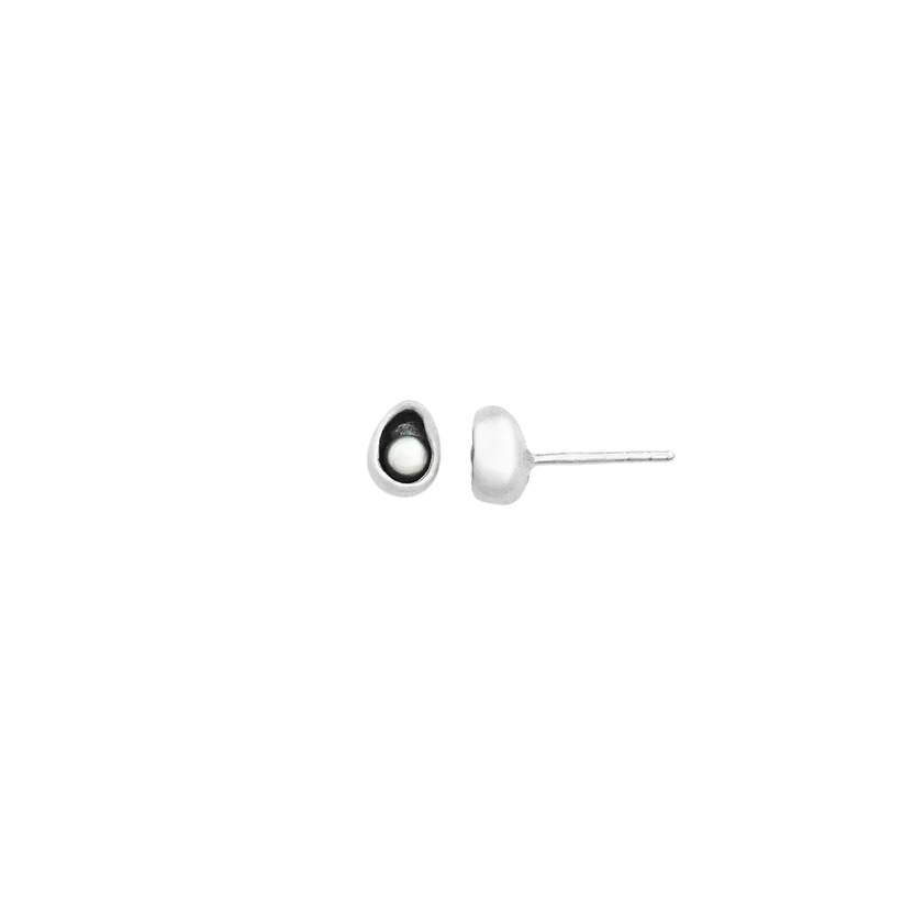 Carina Hardy Tear Drop Pearl Stud Earring in Sterling Silver