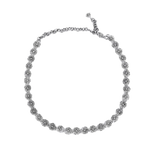 Silver necklace with a succession of lily pads, forming a choker necklace