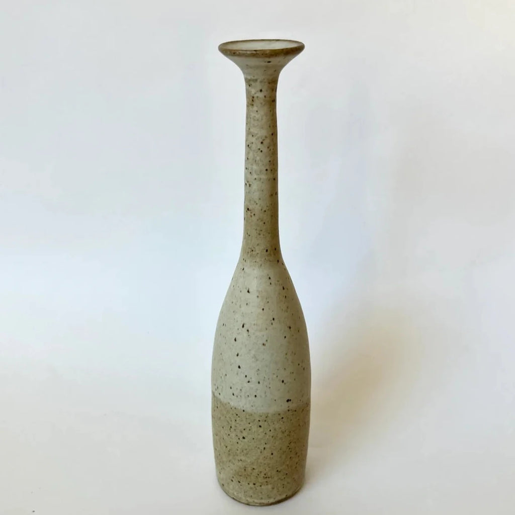Dana Chieco decorative bottle vase in white speckled. 