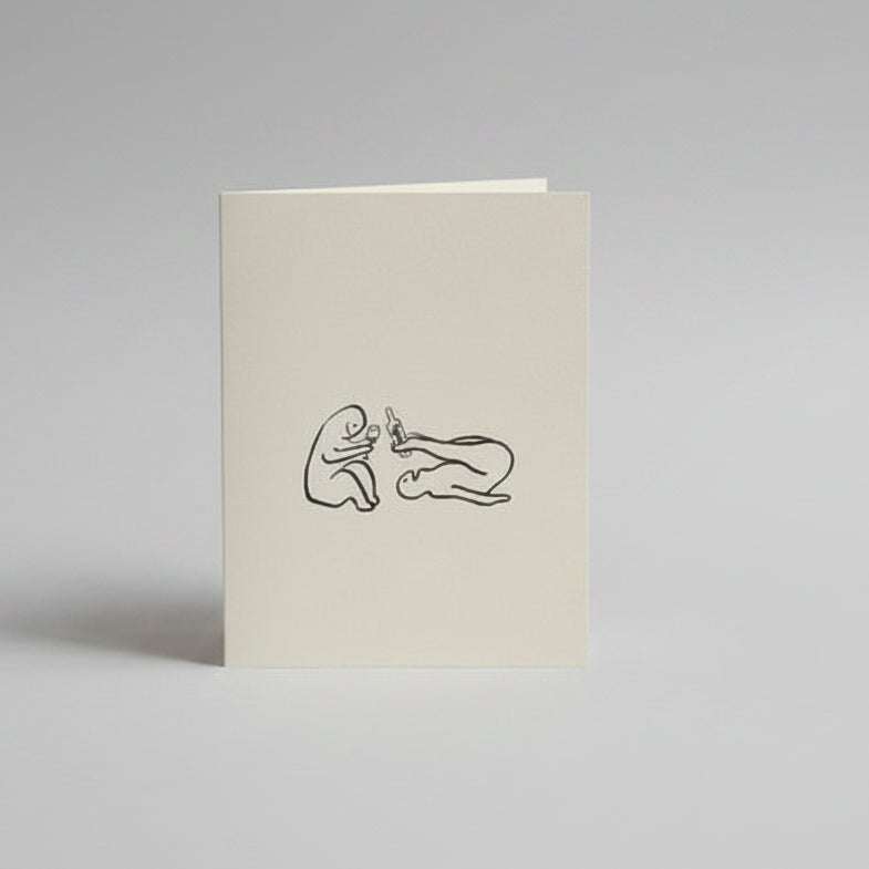 Greeting Card with 2 Abstract People Cheering and Rolling Around