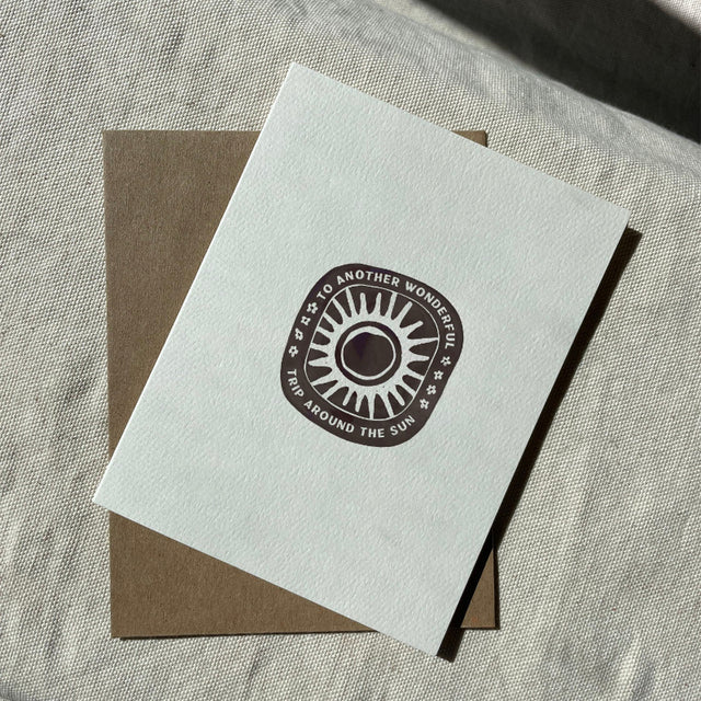 Happy Birthday Greeting card with a sun design 