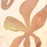 Abstract art detail by Danielle Hutchens with earthy tones, with blue and yellow highlights 