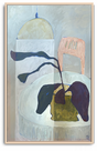 In her still life painting A Room That Thinks, Danielle Hutchens incorporates forms that echo the organic setting around her, with a plant in a ceramic pot, a nod to her own ceramics practice. We love the rays from the hanging lamp casting light on the table.