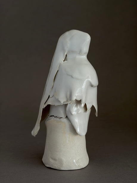 Porcelain Bird Sculpture in Brutalist Style with Beautiful Rawness and Imperfections. Stunning in their stillness and in their movement. By David Duncan Livingston. Well known San Francisco Bay Area interiors  and architectural photographer. This is Free Bird 001