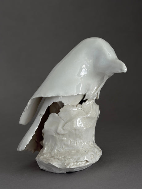 White Porcelain Bird Sculpture by David Duncan Livingston