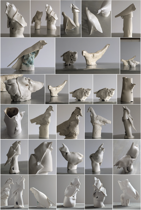 David Duncan Livingston Abstract Ceramic Birds in Porcelain