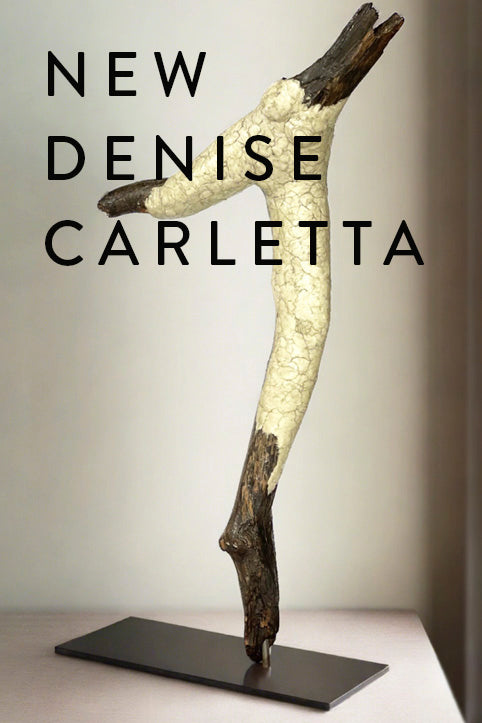 Denise Carletta Female Figure Sculpture of Air Dry Clay Over Fallen Wood