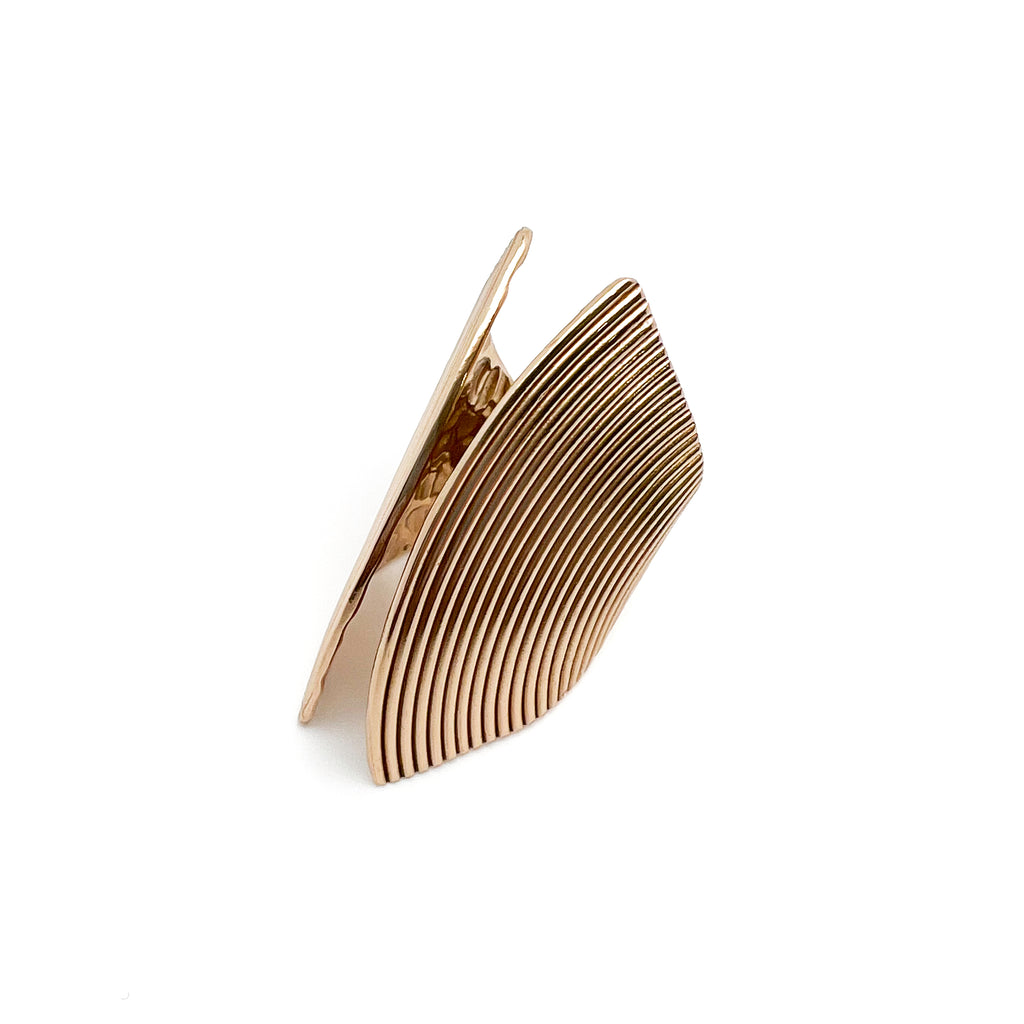 Side view of Haniah Ring in Bronze with its bold style and strength