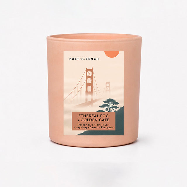 The Golden Gate Bridge in the fog, a canlde that evokes the mysterious notes of Karl the fog