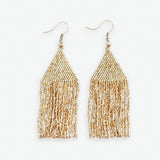 Lexie Woven and Beaded Earrings in a Solid Color Way of Shimmering Gold 
