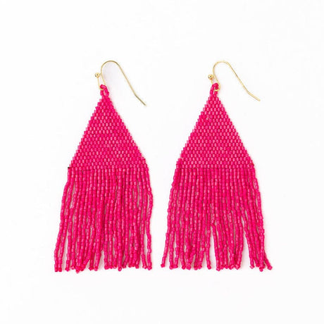 Lexie Woven and Beaded Earrings in a Solid Color Way of Hot Pink for a fresh pop of color