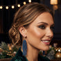 Beaded Chandelier Tiered and Dangle Earrings in a Rich Blue for Holiday Style