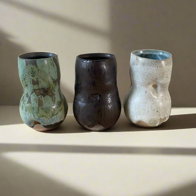 Ian Hazard Bill's iconic gesture vase in a mini version for smaller floral arrangements. We love each of the three glazes for how they capture the feeling of the seasons.&nbsp;

Ice (white/blue)
Earth (brown/black)
Sea (sage green)&nbsp;