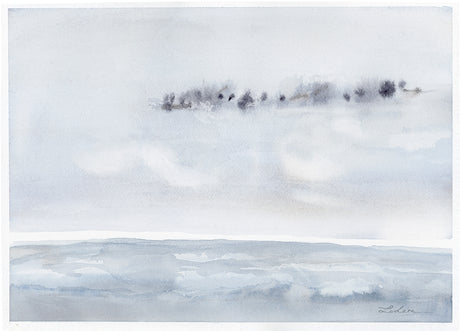 Ilysa Leder exquisitely interprets her explorations of envrions in Northern California to capture the changing seasons and light of day! This sublime watercolor was painted of Stinson Beach in September with sea gulls flying.